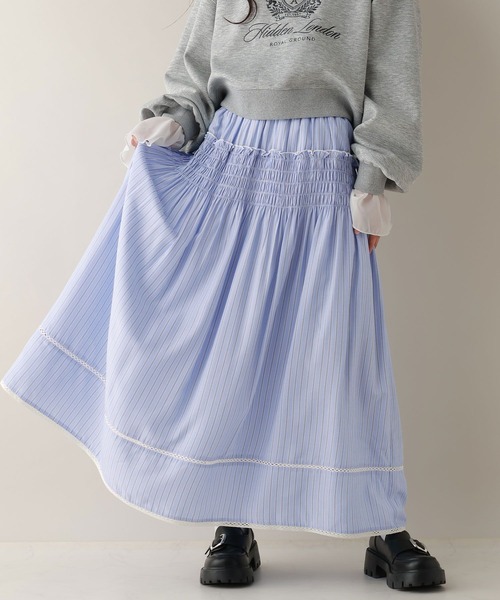 RAGEBLUE(レイジブルー)の「ストライプシャーリングスカート(スカート・レディース・グレー/ブルー・FREE)」の10枚目の写真