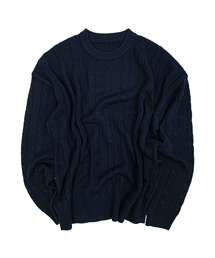 ユーズアルラウンドケーブルニット[NAVY]