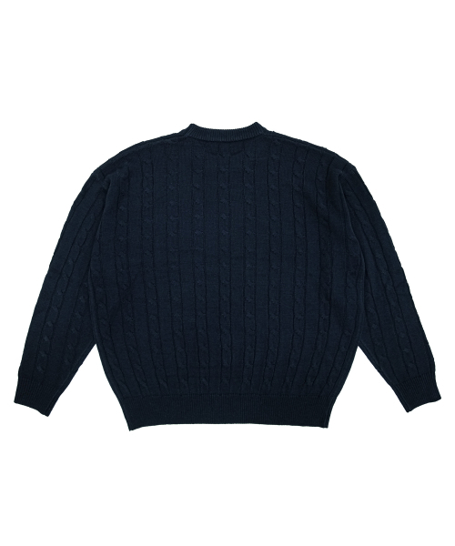 NOTUSUAL（ノットユージュアル）の「ユーズアルラウンドケーブルニット[NAVY]（ニット/セーター・レディース・ネイビー・MEDIUM/LARGE/X-LARGE）」の2枚目の写真