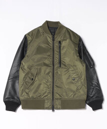 MMMM（エムエムエムエム）の「【RS】【MMMM】ラムレザー袖切替MA-1ブルゾン（MA-1）」