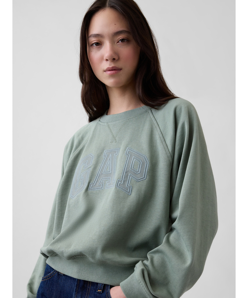 GAP(ギャップ)の「フレンチテリー ラグラン GAPロゴスウェットシャツ(スウェット・レディース・ブルー/グリーン/イエロー/ピンク・L/XS/S/M/XL/XXS)」の1枚目の写真