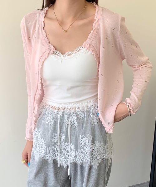 yuue' ( wear )(ユーイ)の「カップ付きレースヘムキャミソール(キャミソール・レディース・ホワイト/ブラック/アイボリー・FREE)」の2枚目の写真