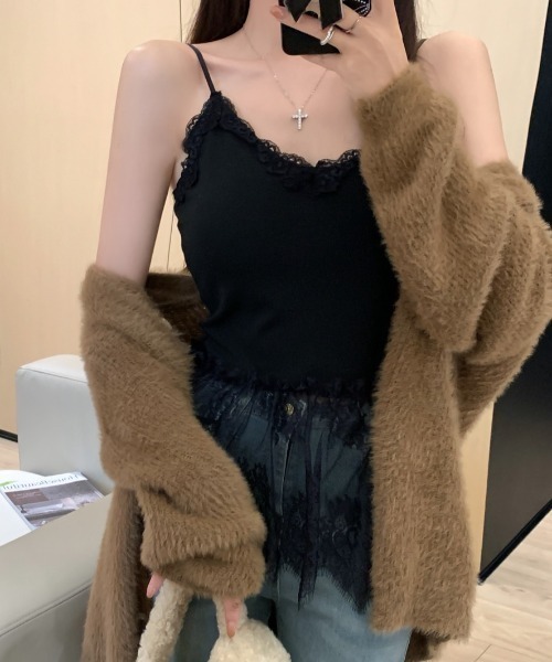 yuue' ( wear )(ユーイ)の「カップ付きレースヘムキャミソール(キャミソール・レディース・ホワイト/ブラック/アイボリー・FREE)」の15枚目の写真