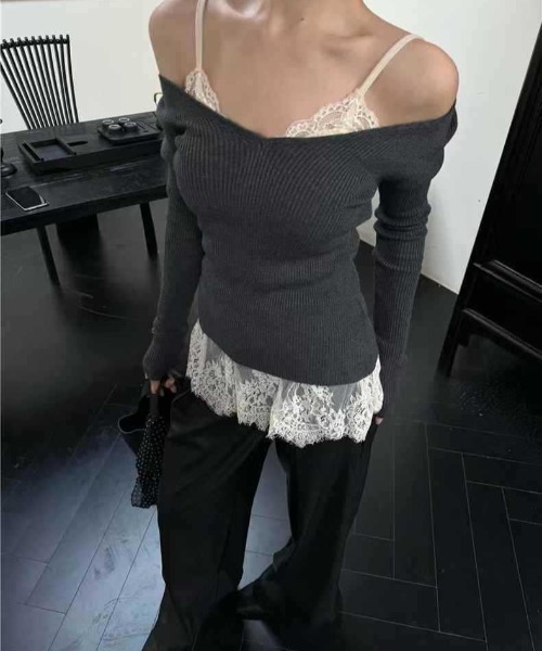 yuue' ( wear )(ユーイ)の「カップ付きレースヘムキャミソール(キャミソール・レディース・ホワイト/ブラック/アイボリー・FREE)」の18枚目の写真