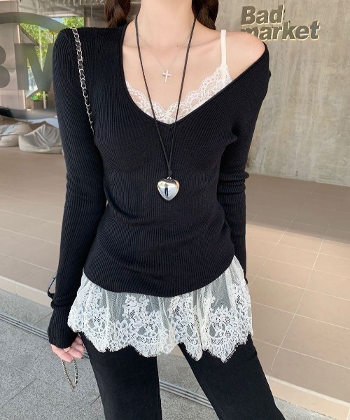 yuue' ( wear )(ユーイ)の「カップ付きレースヘムキャミソール(キャミソール・レディース・ホワイト/ブラック/アイボリー・FREE)」の9枚目の写真