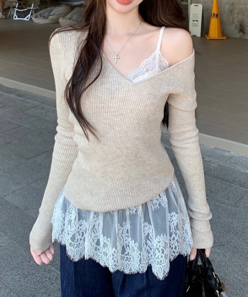 yuue' ( wear )(ユーイ)の「カップ付きレースヘムキャミソール(キャミソール・レディース・ホワイト/ブラック/アイボリー・FREE)」の11枚目の写真