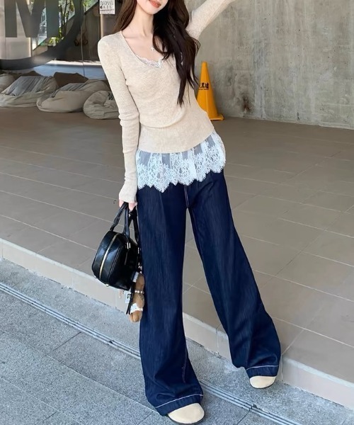 yuue' ( wear )(ユーイ)の「カップ付きレースヘムキャミソール(キャミソール・レディース・ホワイト/ブラック/アイボリー・FREE)」の12枚目の写真