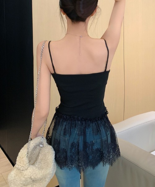 yuue' ( wear )(ユーイ)の「カップ付きレースヘムキャミソール(キャミソール・レディース・ホワイト/ブラック/アイボリー・FREE)」の22枚目の写真