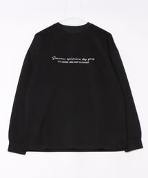 ワイドシルエットメッセージロゴクルー