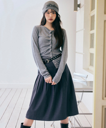 STRIPE PLEATS SKIRT GRAY