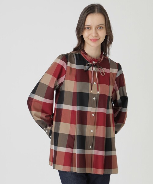 ブルーレーベルクレストブリッジ　チェックエアリーツイルチュニックシャツ BLUE LABEL CRESTBRIDGE（ブルーレーベルクレストブリッジ）の