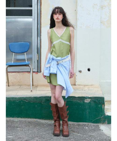 ETMON(エトモン)の「Silky Layered Sleeveless Dress Olive(Tシャツ/カットソー・レディース・その他・FREE)」の1枚目の写真