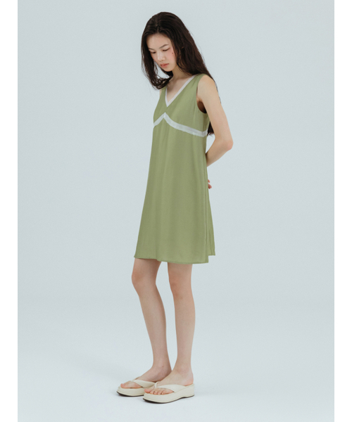 ETMON(エトモン)の「Silky Layered Sleeveless Dress Olive(Tシャツ/カットソー・レディース・その他・FREE)」の4枚目の写真