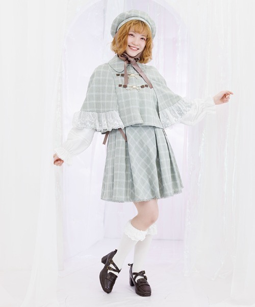 axes femme POETIQUE（アクシーズファムポエティック）の「リボンビット付きケープジャケット（テーラードジャケット・レディース・ブラック/ベージュ/ミント・MEDIUM）」の7枚目の写真