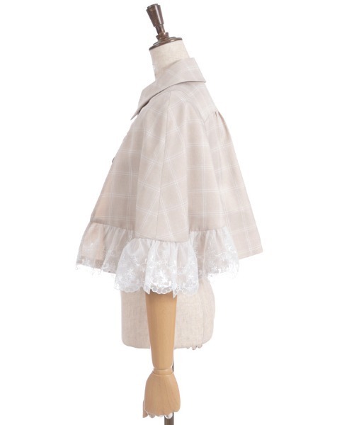 axes femme POETIQUE（アクシーズファムポエティック）の「リボンビット付きケープジャケット（テーラードジャケット・レディース・ブラック/ベージュ/ミント・MEDIUM）」の10枚目の写真