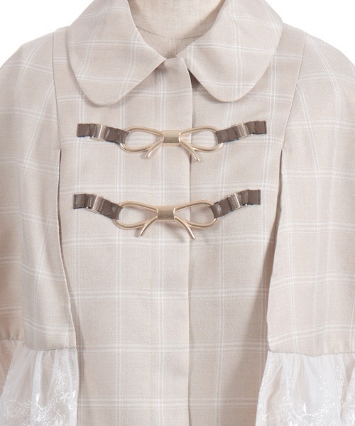 axes femme POETIQUE（アクシーズファムポエティック）の「リボンビット付きケープジャケット（テーラードジャケット・レディース・ブラック/ベージュ/ミント・MEDIUM）」の12枚目の写真