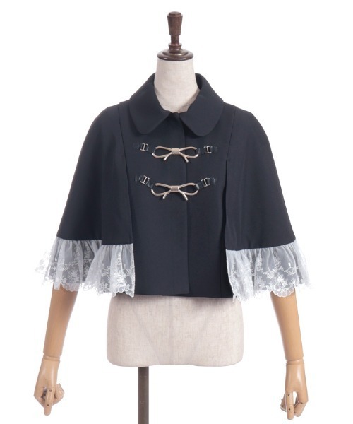 axes femme POETIQUE（アクシーズファムポエティック）の「リボンビット付きケープジャケット（テーラードジャケット・レディース・ブラック/ベージュ/ミント・MEDIUM）」の16枚目の写真