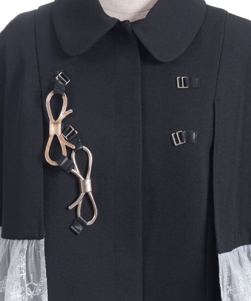 axes femme POETIQUE（アクシーズファムポエティック）の「リボンビット付きケープジャケット（テーラードジャケット・レディース・ブラック/ベージュ/ミント・MEDIUM）」の20枚目の写真