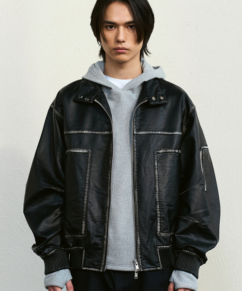 DOFFJASON(ドフジェーソン)の「ウォッシングレザーランバージャックハリントンボマー(ライダースジャケット・メンズ・その他・L/XL/M)」の2枚目の写真
