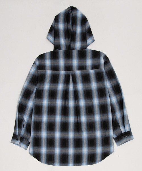 WEGO（ウィゴー）の「WEGO/【26年春新作】フードチェックシャツ（シャツ/ブラウス・レディース・ブラック/サックスブルー/レッド/ピンク・FREE）」の9枚目の写真