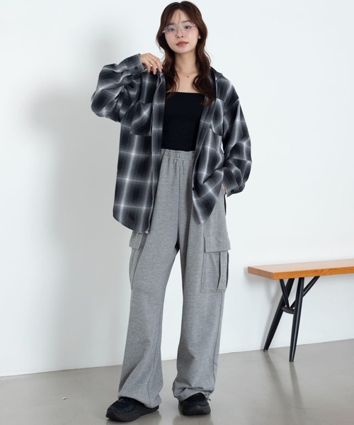 WEGO(ウィゴー)の「WEGO/【26年春新作】フードチェックシャツ(シャツ/ブラウス・レディース・ブラック/サックスブルー/レッド/ピンク・FREE)」の15枚目の写真