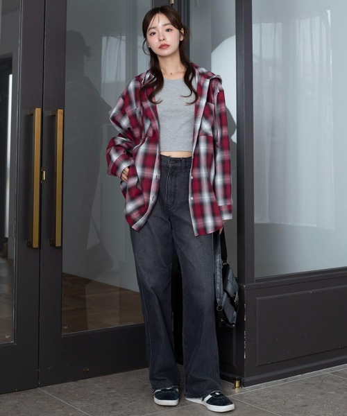 WEGO(ウィゴー)の「WEGO/【26年春新作】フードチェックシャツ(シャツ/ブラウス・レディース・ブラック/サックスブルー/レッド/ピンク・FREE)」の18枚目の写真