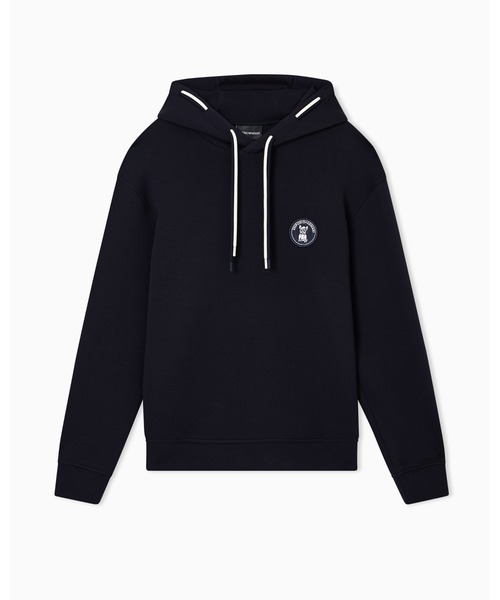 EMPORIO ARMANI(エンポリオアルマーニ)の「【エンポリオ アルマーニ】ルーズフィット フード付きスウェットシャツ ダブルジャージー フレンチブルドッグパッチ(スウェット・メンズ・ネイビー・X-LARGE/SMALL/MEDIUM/LARGE)」の2枚目の写真