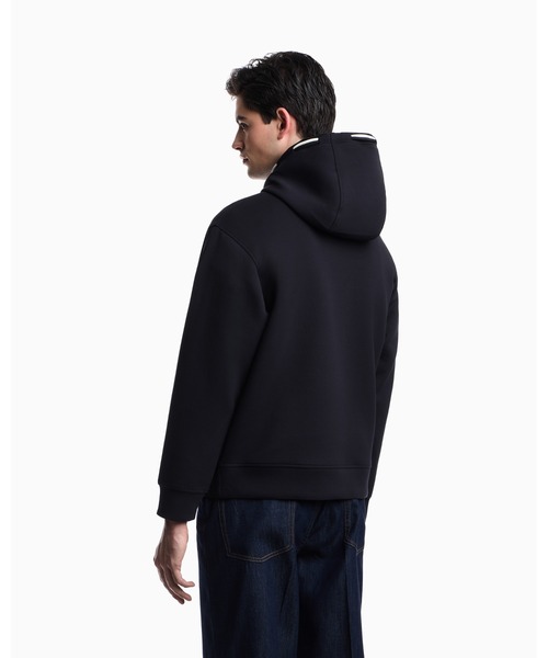 EMPORIO ARMANI(エンポリオアルマーニ)の「【エンポリオ アルマーニ】ルーズフィット フード付きスウェットシャツ ダブルジャージー フレンチブルドッグパッチ(スウェット・メンズ・ネイビー・X-LARGE/SMALL/MEDIUM/LARGE)」の4枚目の写真