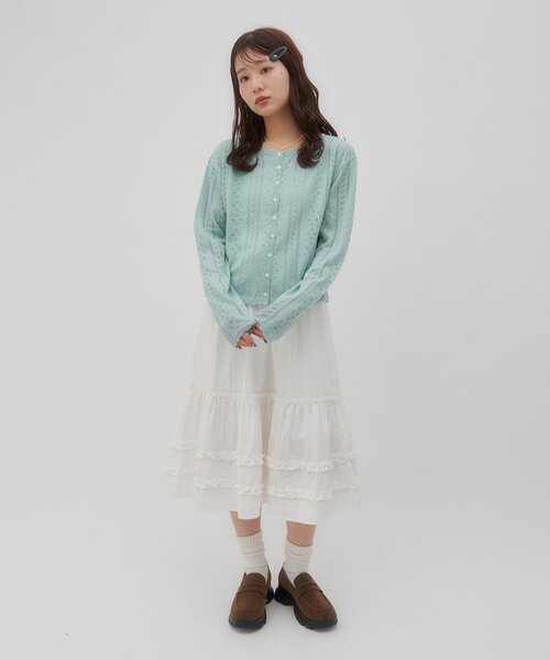 セール】【umm.】アイレットフリルニットカーディガン（ニット