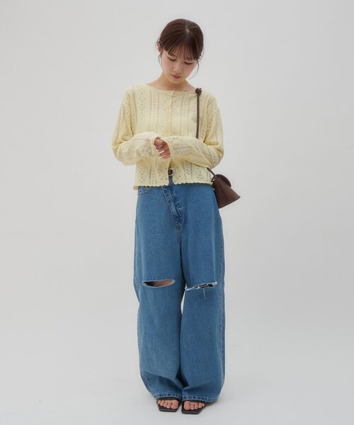 DISCOAT(ディスコート)の「【umm.】アイレットフリルニットカーディガン(ニット/セーター・レディース・サックスブルー/ネイビー/イエロー/グレー/アイボリー・FREE)」の10枚目の写真