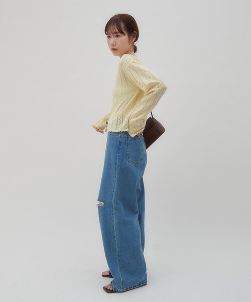 DISCOAT(ディスコート)の「【umm.】アイレットフリルニットカーディガン(ニット/セーター・レディース・サックスブルー/ネイビー/イエロー/グレー/アイボリー・FREE)」の9枚目の写真