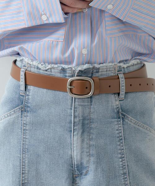 GALLEST(ギャレスト)の「レザーナローベルト(ベルト・レディース・ダークブラウン/ブラック・00)」の2枚目の写真