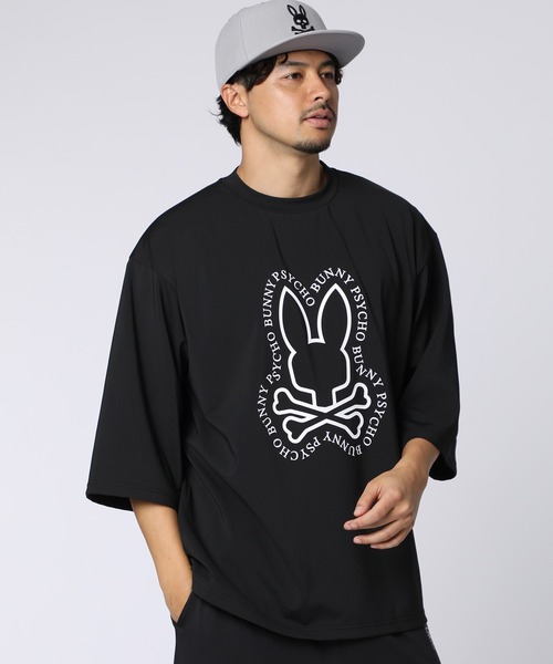 Psycho Bunny（サイコバニー）の「[WEB限定]タイポエンブレム ダンボール7分丈Tシャツ（Tシャツ/カットソー・メンズ・ブラック/チャコールグレー・FREE）」の2枚目の写真