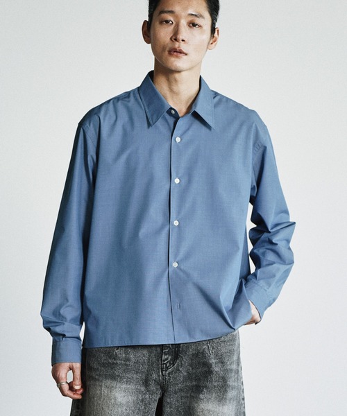 WYM LIDNM（ウィム バイ リドム）の「MICRO SPAN CROPPED SHIRT（シャツ/ブラウス・メンズ・サックスブルー/ストライプ/チャコール・L/M/S）」の6枚目の写真