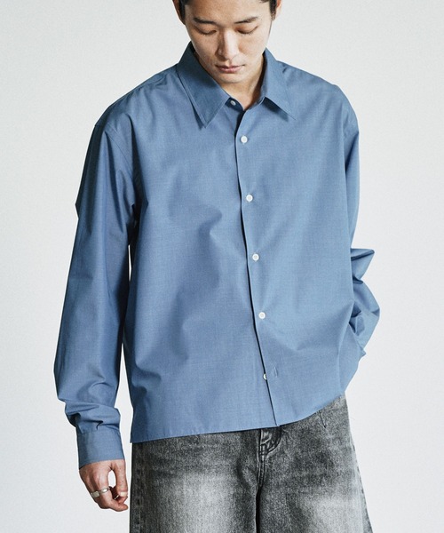 WYM LIDNM（ウィム バイ リドム）の「MICRO SPAN CROPPED SHIRT（シャツ/ブラウス・メンズ・サックスブルー/ストライプ/チャコール・L/M/S）」の4枚目の写真