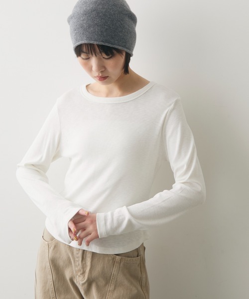 full/fill.(フルフィル)の「basic rib T / ベーシックリブT(Tシャツ/カットソー・レディース・ホワイト/ネイビー/ダークグレー・FREE)」の3枚目の写真