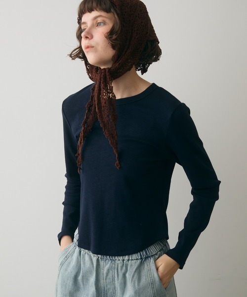 full/fill.(フルフィル)の「basic rib T / ベーシックリブT(Tシャツ/カットソー・レディース・ホワイト/ネイビー/ダークグレー・FREE)」の16枚目の写真