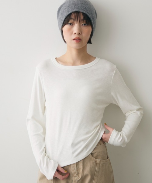 full/fill.(フルフィル)の「basic rib T / ベーシックリブT(Tシャツ/カットソー・レディース・ホワイト/ネイビー/ダークグレー・FREE)」の4枚目の写真