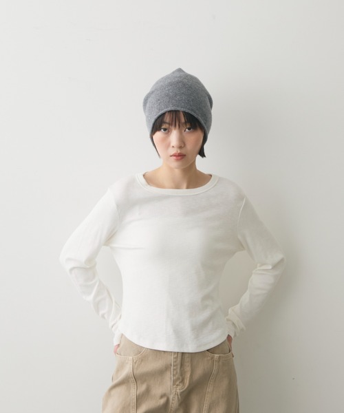full/fill.(フルフィル)の「basic rib T / ベーシックリブT(Tシャツ/カットソー・レディース・ホワイト/ネイビー/ダークグレー・FREE)」の6枚目の写真