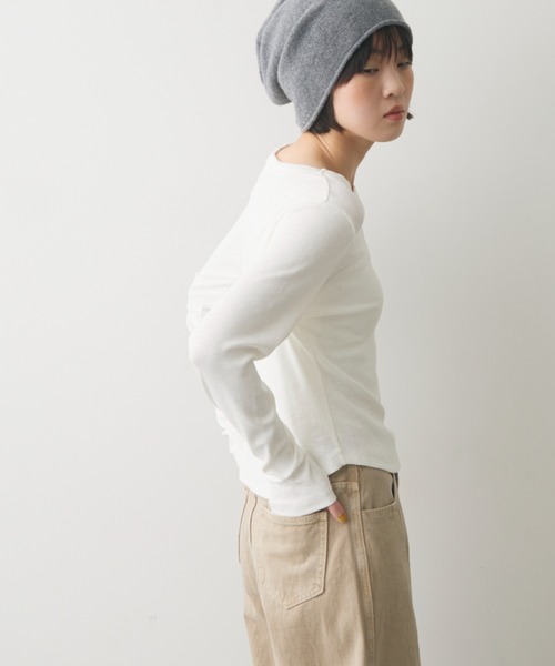 full/fill.(フルフィル)の「basic rib T / ベーシックリブT(Tシャツ/カットソー・レディース・ホワイト/ネイビー/ダークグレー・FREE)」の7枚目の写真