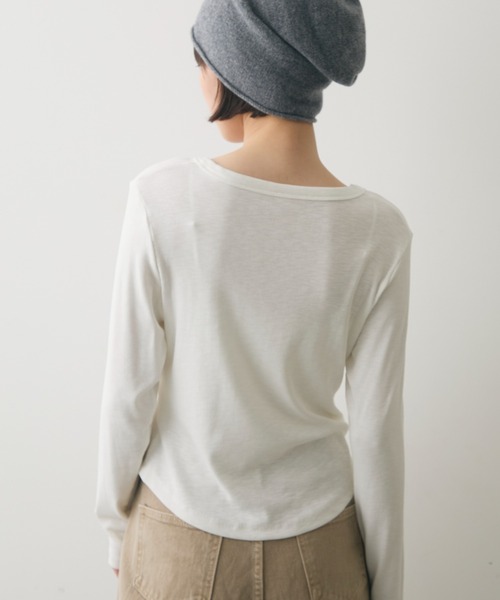full/fill.(フルフィル)の「basic rib T / ベーシックリブT(Tシャツ/カットソー・レディース・ホワイト/ネイビー/ダークグレー・FREE)」の8枚目の写真