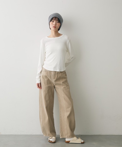 full/fill.(フルフィル)の「basic rib T / ベーシックリブT(Tシャツ/カットソー・レディース・ホワイト/ネイビー/ダークグレー・FREE)」の10枚目の写真