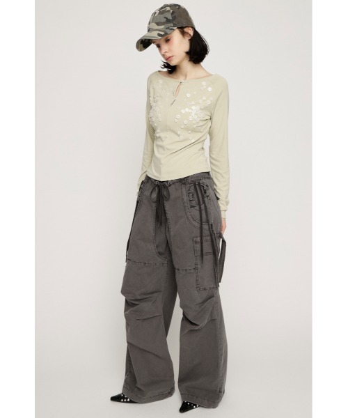 SLY（スライ）の「TUCK WIDE WOVEN PT タックワイドウーヴンパンツ 春服（スラックス・レディース・ライトブラック/ライトブラウン・1/2）」の3枚目の写真