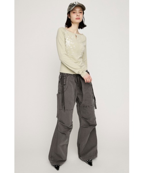 SLY（スライ）の「TUCK WIDE WOVEN PT タックワイドウーヴンパンツ 春服（スラックス・レディース・ライトブラック/ライトブラウン・1/2）」の4枚目の写真