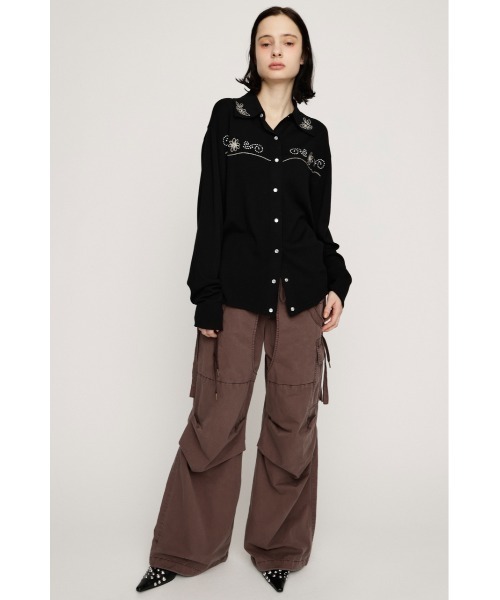 SLY（スライ）の「TUCK WIDE WOVEN PT タックワイドウーヴンパンツ 春服（スラックス・レディース・ライトブラック/ライトブラウン・1/2）」の13枚目の写真