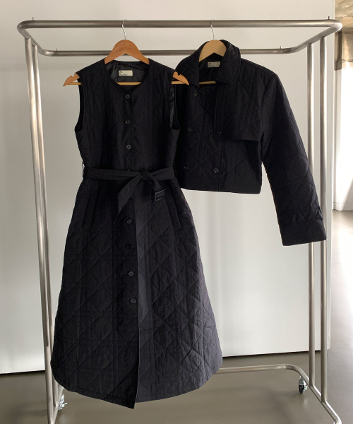 VASCARA（バスカラ）の「[SET] Double Quilted Belted One-piece+Jacket Set-up（ワンピース・レディース・ブラック・FREE）」の5枚目の写真