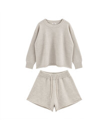 [SET] Knit Sweatshirt+Half Pants Set-up (2 colors)
