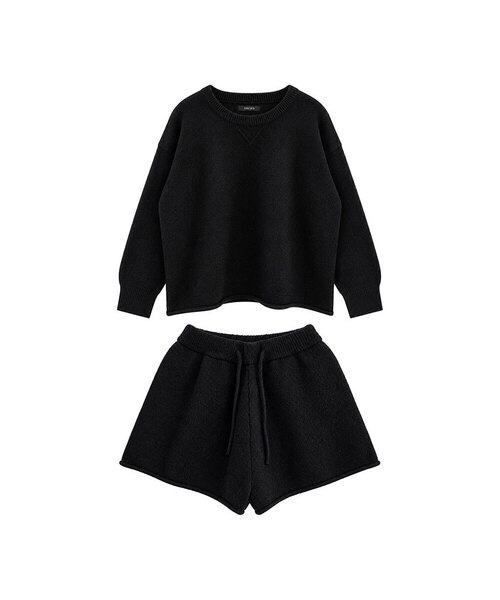 VASCARA（バスカラ）の「[SET] Knit Sweatshirt+Half Pants Set-up (2 colors)（ニット/セーター・レディース・ブラック/ベージュ・FREE）」の2枚目の写真