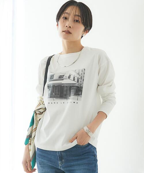 UNTITLED(アンタイトル)の「【コットン100/洗える】フォトロングTシャツ(Tシャツ/カットソー・レディース・ホワイト系3/ホワイト系8・50/48/44/04/02/00)」の4枚目の写真