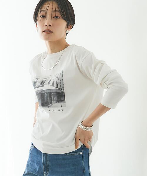 UNTITLED(アンタイトル)の「【コットン100/洗える】フォトロングTシャツ(Tシャツ/カットソー・レディース・ホワイト系3/ホワイト系8・50/48/44/04/02/00)」の5枚目の写真